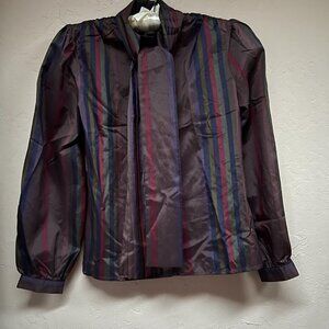 Vintage New Expressions by Bobbie Brooks Puff Sleeve Shirt Sz 5/6 Brown Striped